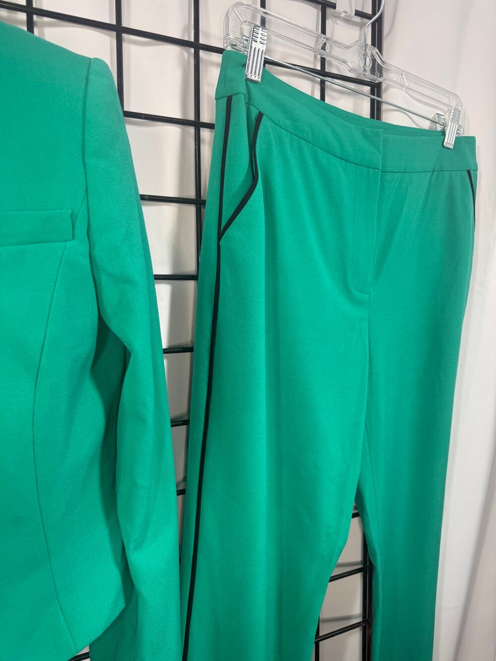 Gianni Bini Green Blazer & Leann Pant Suit Set |Emerald Black Trim Career Wear 6